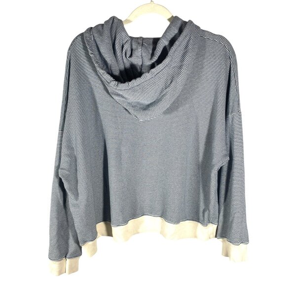 The Great Salt Water Stripe Teammate Hoodie Size 2 Cotton Blue & White oversized - Picture 3 of 9